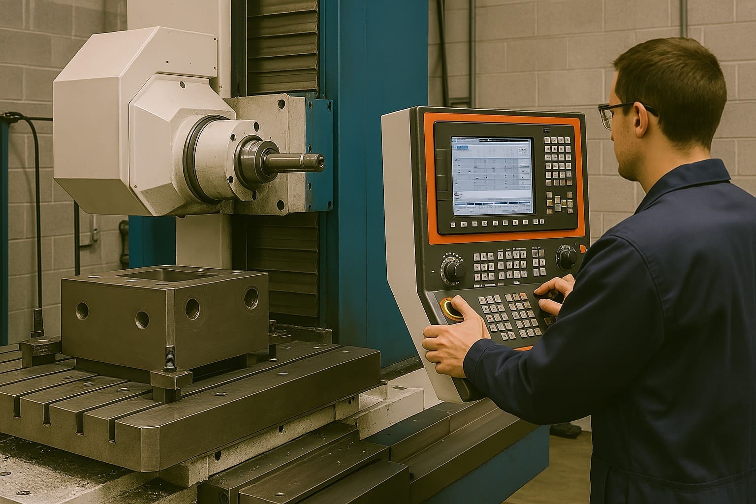 Industrial-grade CNC Horizontal Boring Mill machine in use at a manufacturing facility